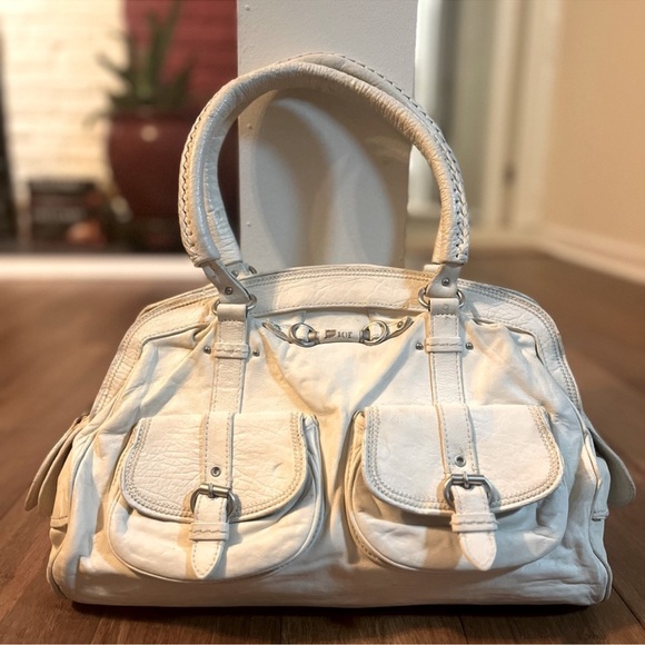 vintage Dior Frame Leather White Shoulder Bag - Picture 1 of 6